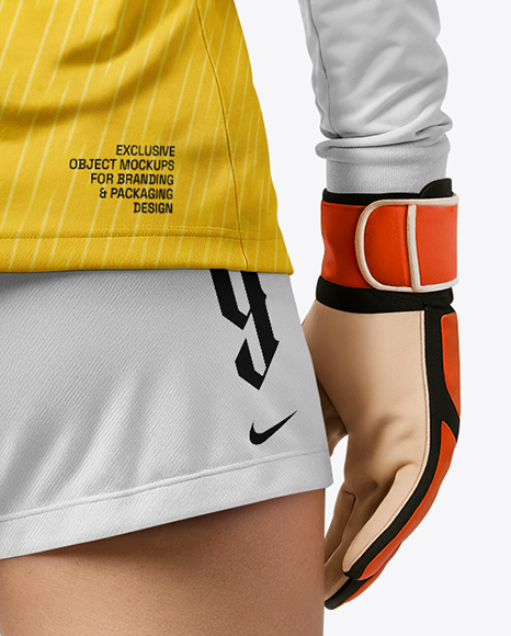 Female Goalkeeper Wearing Long Sleeve Soccer Jersey Mockup
