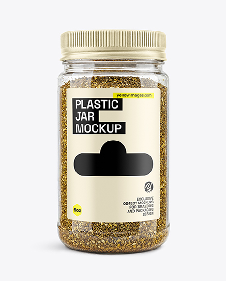Clear Plastic Jar with Za'atar Spice Mockup - Plastic jar mockup
