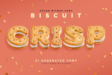 Biscuit Crisp - Color Bitmap Font - Food font