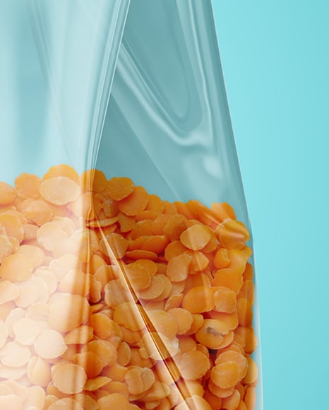 Transparent Package with Lentils Mockup