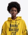 Afro-American Woman Wearing Hoodie and Bike Shorts Mockup