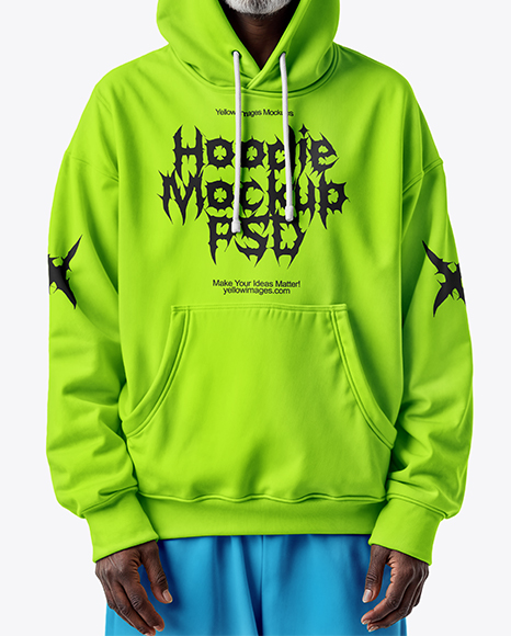 Elderly Black Man Wearing Hoodie and Sweatpants Mockup
