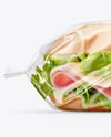 Clear Plastic Flow-Pack with Sandwich in Paper Sleeve Mockup