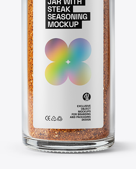Clear Glass Jar with Steak Seasoning Mockup