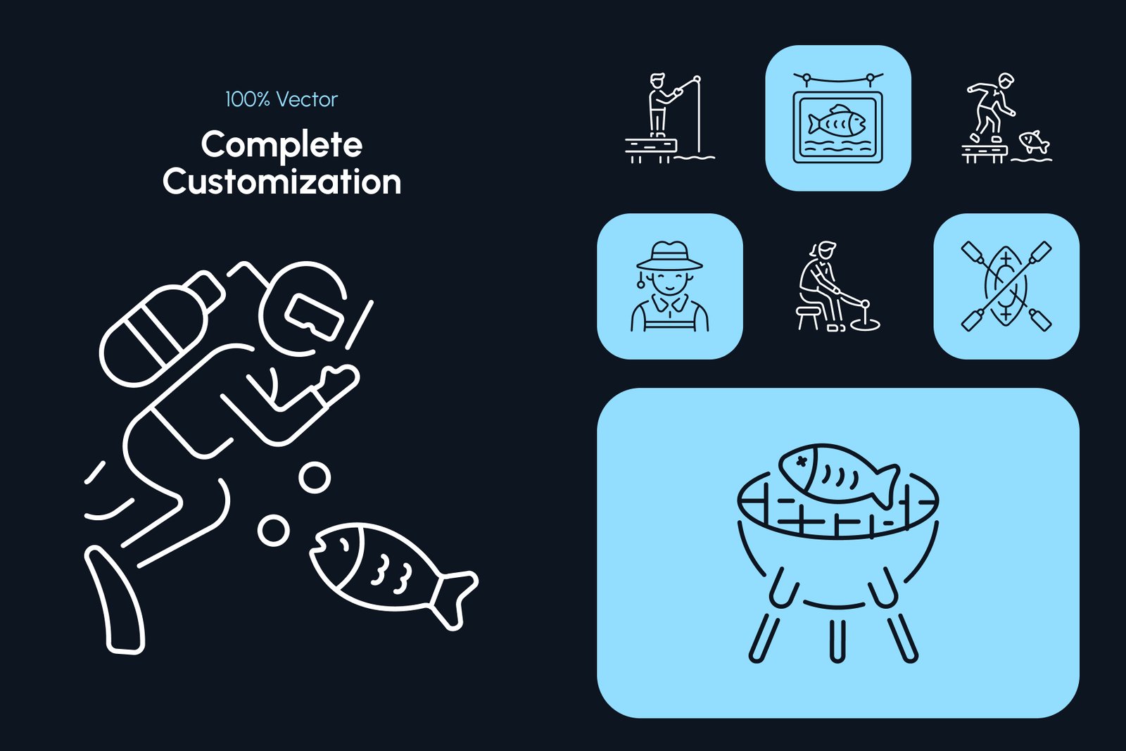 Fishing Icon Art Set