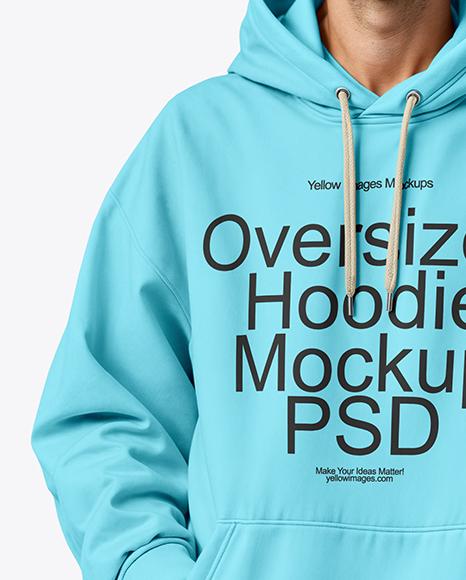 Young Man Wearing Oversize Hoodie and Pants Mockup