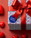 Gift Box with Red Hearts Mockup