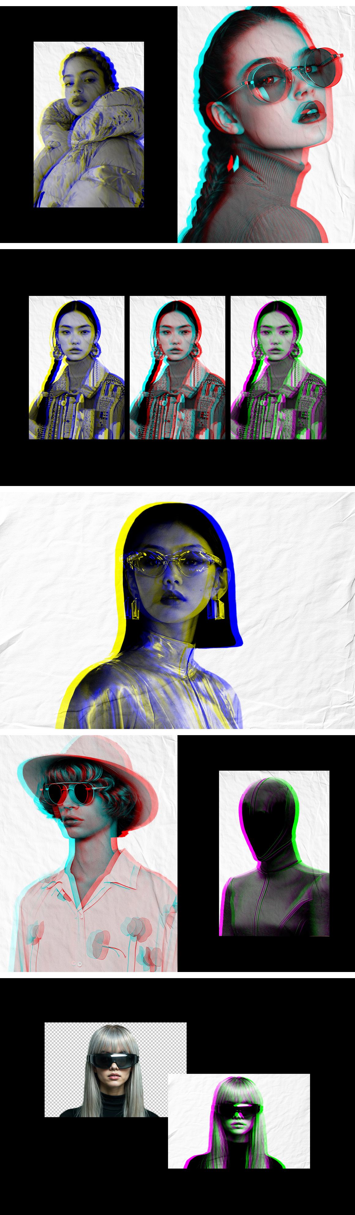 Anaglyph Crumpled Paper Photo Effect