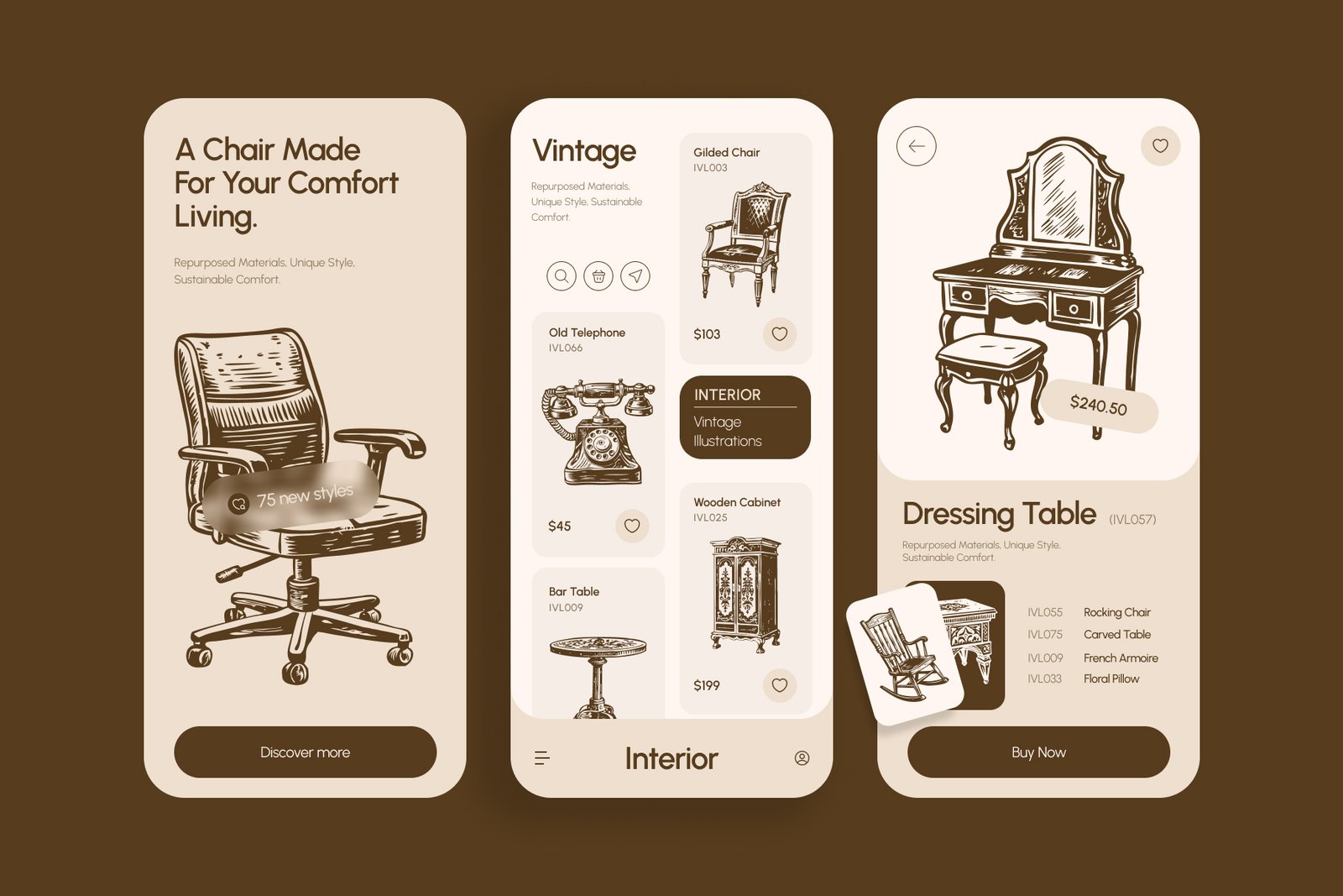 Vintage Interior illustration Set