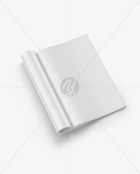 Opened Magazine Mockup - Half Side View