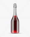 Clear Glass Red Champagne Bottle Mockup