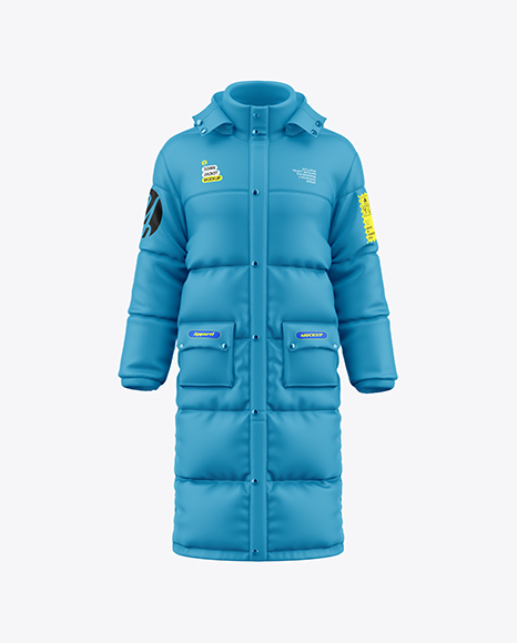 Men's Long Down Jacket Mockup - Front View