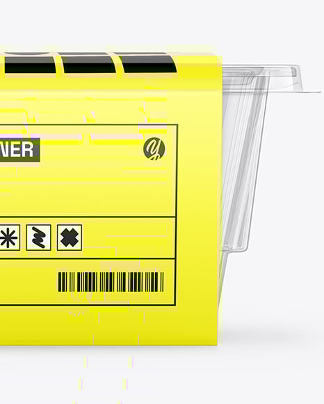 Clear Plastic Food Container in Paper Sleeve Mockup