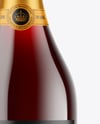 Clear Glass Red Champagne Bottle Mockup