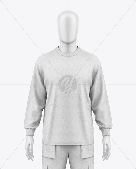 Men's Heather Oversize Sweatshirt w/ Mannequin Mockup