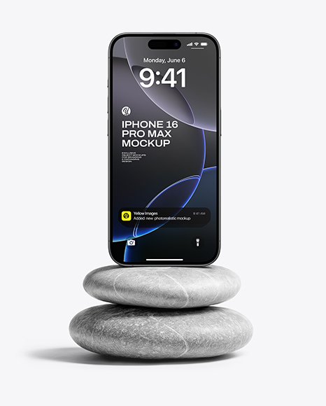 Apple Iphone on the Stones Mockup - Device mockups