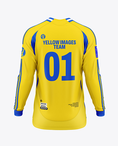 Long Sleeve Soccer Jersey Mockup - Back View