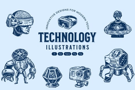 Vintage Technology Illustration Set