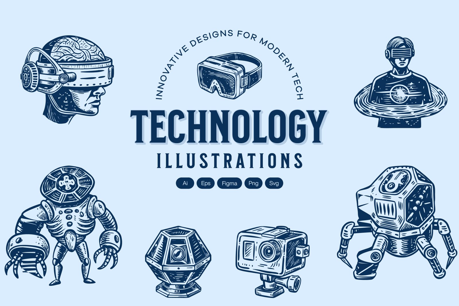 Vintage Technology Illustration Set