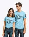 Young Couple Wearing T-shirt and Jeans Mockup
