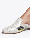 Pair of Leather Mules on Woman's Legs Mockup