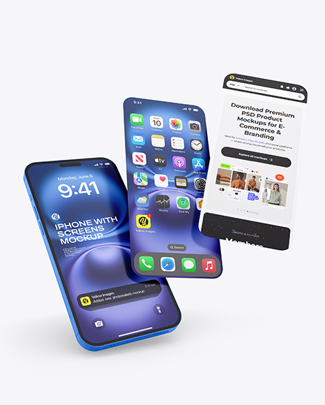Apple Iphone with Screens Mockup - Ui mockup