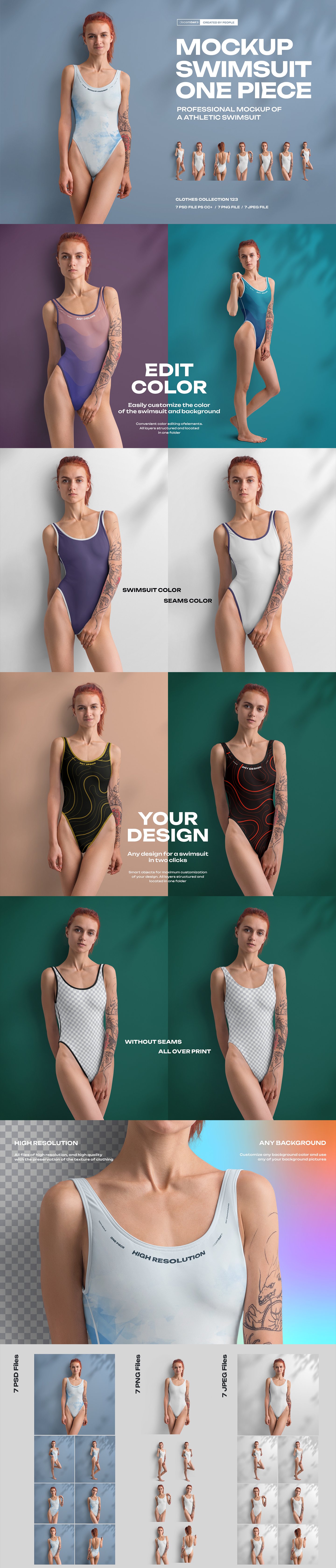 7 Athletic One Piece Swimsuit Mockups