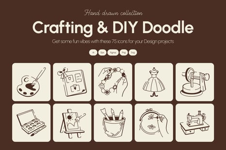Crafting and DIY Doodle Icon set - Graphics