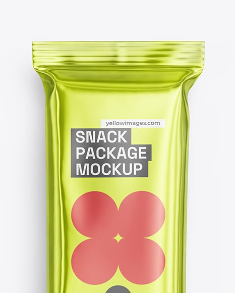Glossy Metallic Snack Package Mockup