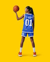 Female Basketball Player Wearing Jersey and Shorts Mockup