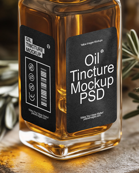 Amber Dropper Bottle with Oil Tincture Mockup