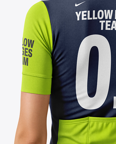 Woman Wearing Cycling Jersey and Bib Shorts Mockup