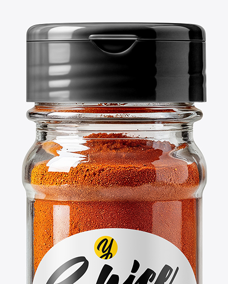 Clear Glass Spice Jar with Sweet Paprika Mockup