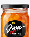 Clear Glass Jar with Peach Preserves Mockup