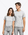 Young Couple Wearing T-shirt and Jeans Mockup