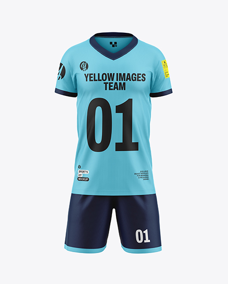 Kids V-Neck Sports Kit Mockup - Front View