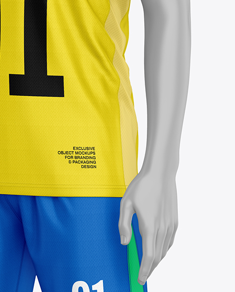 Full Soccer Kit w/ Mannequin Mockup - Half Side View
