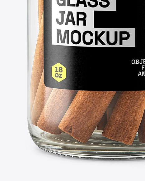 Clear Glass Jar with Cinnamon Sticks Mockup