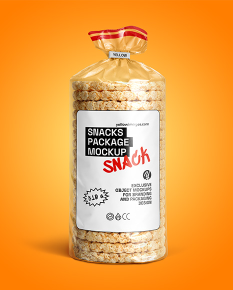 Clear Snack Package with Rice Cakes Mockup