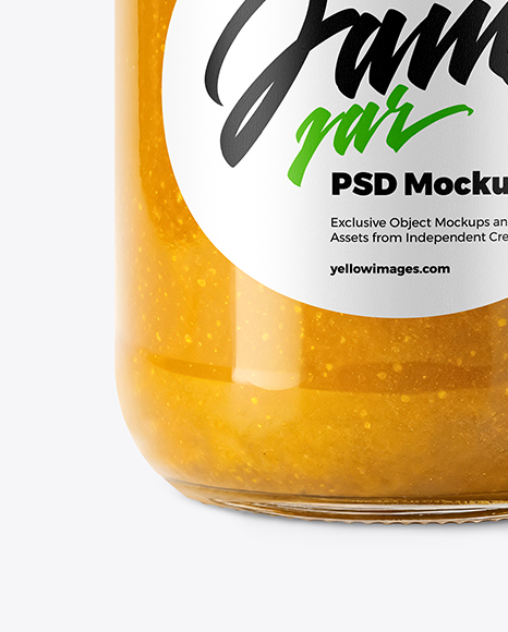 Glass Jar with Yellow Fig Jam Mockup