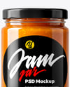 Clear Glass Jar with Apricot Jam Mockup