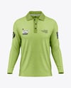 Men's Heather Long Sleeve Polo Shirt Mockup - Front View