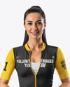 Woman Wearing Cycling Jersey and Bib Shorts Mockup