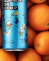 16oz Drink Can on a Stack of Oranges Mockup