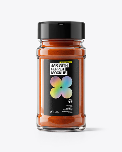 Glass Jar with Chili Powder Mockup