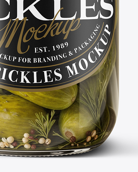 Glass Jar with Wholes Pickles Mockup