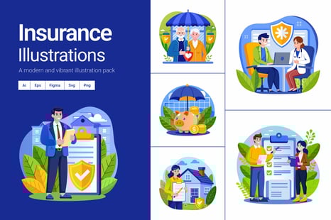 Insurance Illustration Art Set - Creative Store
