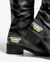 Pair of High-Knee Boots on Women's Legs with Skirt Mockup