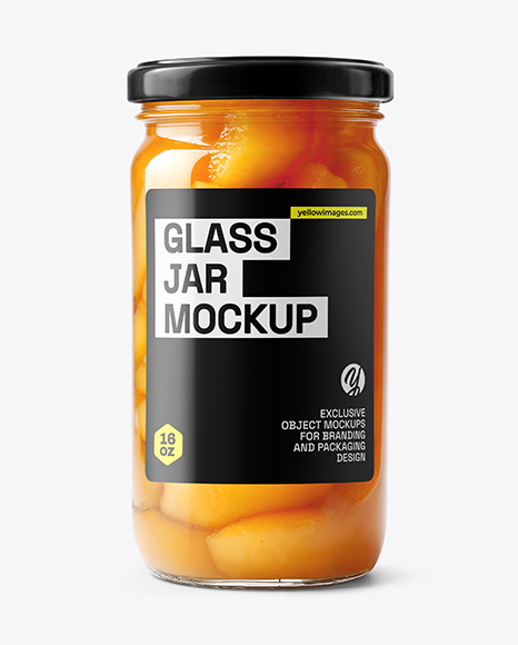 Clear Glass Jar with Canned Peach Mockup - Frosted glass mockup