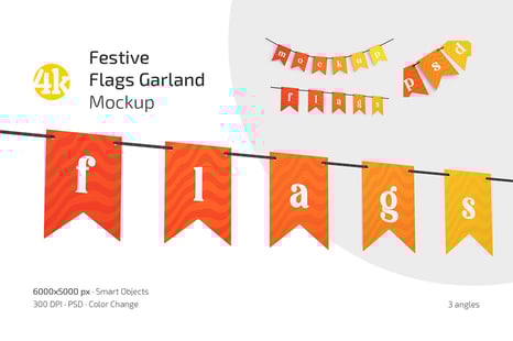 Festive Flags Garland Mockup Set